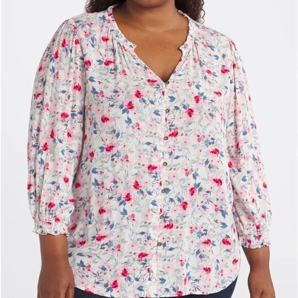 MASON & BELLE
Tierra Smocked Sleeve Woven Top‎ Off White L Stitch Fix Nwt - Picture 1 of 7